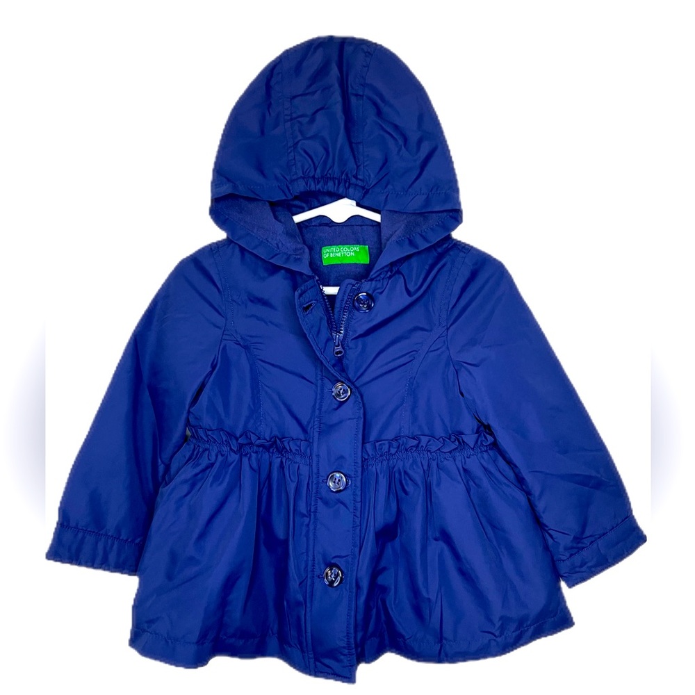 EUC 12m 1y United Colors of Benetton Navy Blue  Zip up & button Peplum jacket